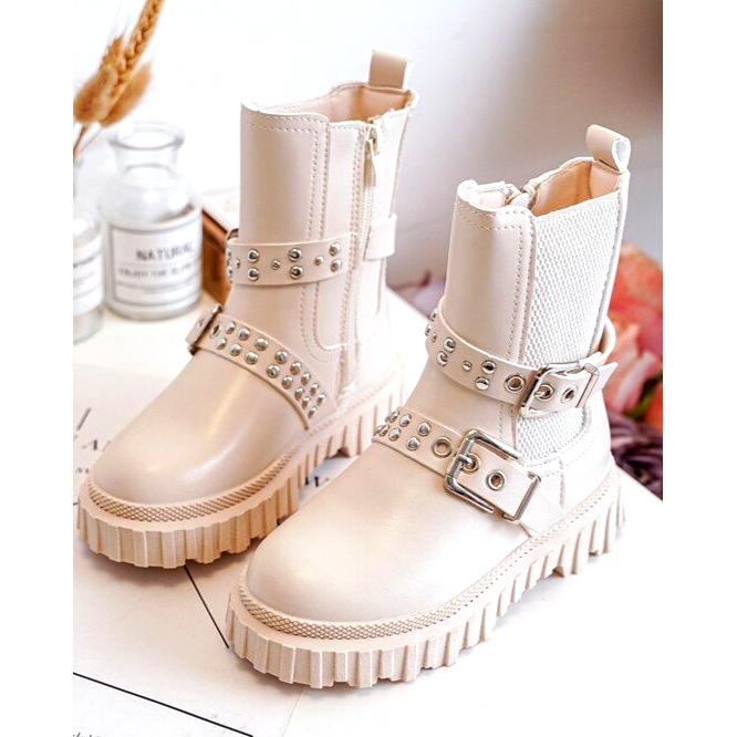 Botines con cremallera en beige para niña Adeneia 1