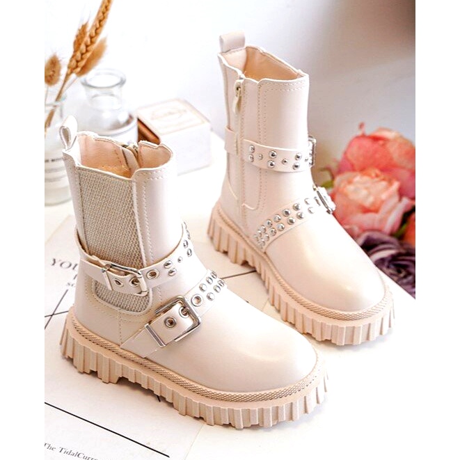 Botines con cremallera en beige para niña Adeneia 2