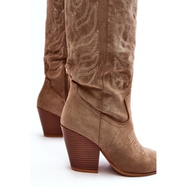Botas Cowboy Mujer Tomani Beige con Tacón Alto 7