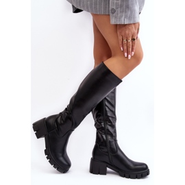 Vinceza Botas de mujer Nienna negras con tacones bajos y masivos negro 2