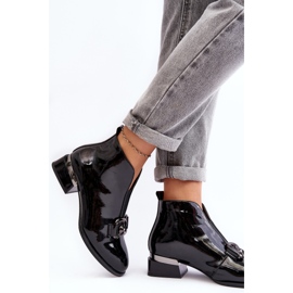 Vinceza Botas de tacón bajo de charol para mujer, aislantes, loos negros 3