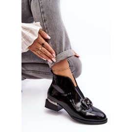 Vinceza Botas de tacón bajo de charol para mujer, aislantes, loos negros 8