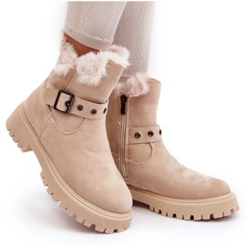 Vinceza Botines Mujer Morcos Beige Con Cremallera Pelo 10