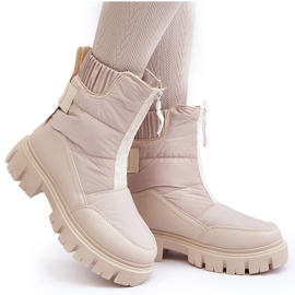 Vinceza Botas de nieve Hixe beige claro para mujer con cremallera aislada y piel 8