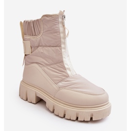 Vinceza Botas de nieve Hixe beige claro para mujer con cremallera aislada y piel 1