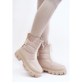Vinceza Botas de nieve Hixe beige claro para mujer con cremallera aislada y piel 3