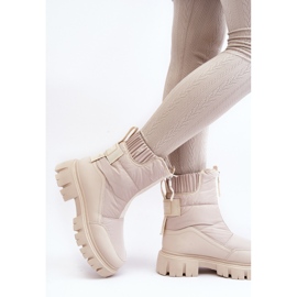 Vinceza Botas de nieve Hixe beige claro para mujer con cremallera aislada y piel 4