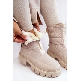 Vinceza Botas de nieve Hixe beige claro para mujer con cremallera aislada y piel 2