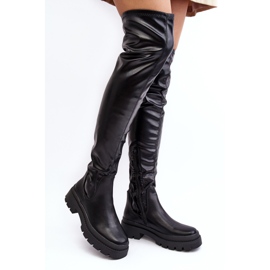 Vinceza Botas planas por encima de la rodilla de mujer Negro Lilien 1