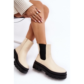 Vinceza Botas Obrera de Piel Beige Loretta 9