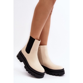 Vinceza Botas Obrera de Piel Beige Loretta 4