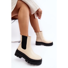 Vinceza Botas Obrera de Piel Beige Loretta 1