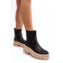 Vinceza Botas Worker Mujer Negro y Beige Loretta 4
