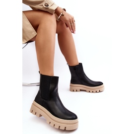 Vinceza Botas Worker Mujer Negro y Beige Loretta 8