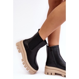 Vinceza Botas Worker Mujer Negro y Beige Loretta 3