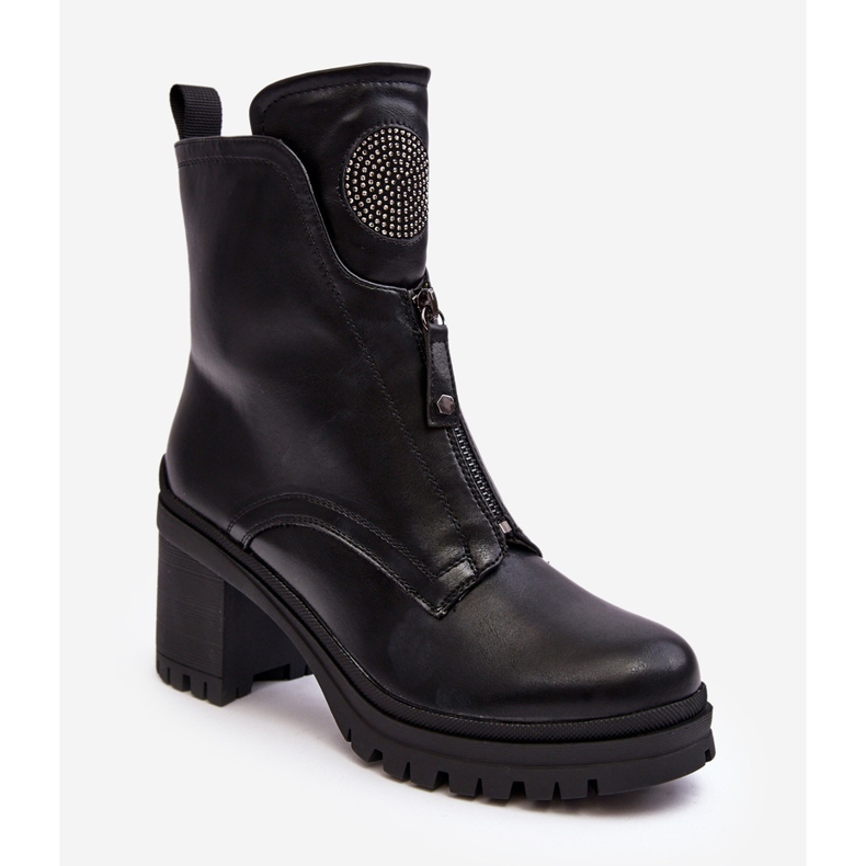 Vinceza Botines Mujer Piel Con Pedrería Negro Rosie 2