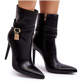 Botas De Mujer Tacón Alto Con Tiras Casulle Negro 7