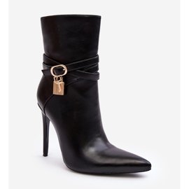 Botas De Mujer Tacón Alto Con Tiras Casulle Negro 3