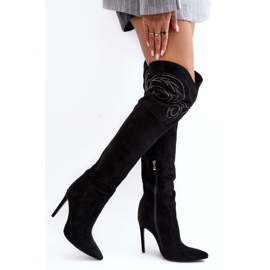 Botas de tacón alto por encima de la rodilla para mujer Vessy negro 2