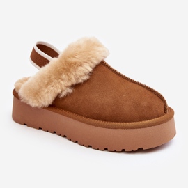 Pantuflas Mujer Plataforma Con Pelo Camel Sophienne marrón 2