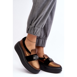 Zapatos Mujer Piel con Plataforma Con Adorno Laura Messi 2697/744-300 Dorado 2