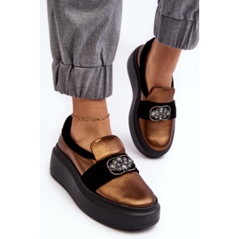 Zapatos Mujer Piel con Plataforma Con Adorno Laura Messi 2697/744-300 Dorado 4