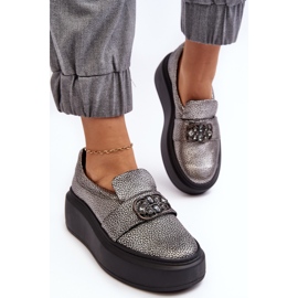 Zapatos Mujer Piel con Plataforma Con Adorno Laura Messi 2697/810 Plata 9