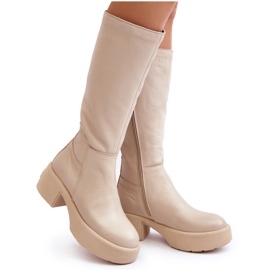 Lemar Lemar Botas Sobre La Rodilla Mujer Beige Claro Malayah 10