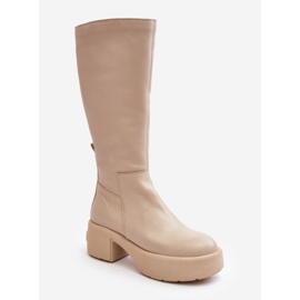 Lemar Lemar Botas Sobre La Rodilla Mujer Beige Claro Malayah 2