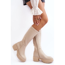 Lemar Lemar Botas Sobre La Rodilla Mujer Beige Claro Malayah 5