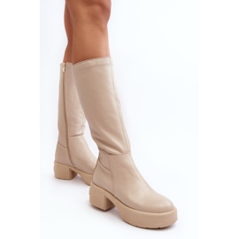 Lemar Lemar Botas Sobre La Rodilla Mujer Beige Claro Malayah 6