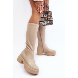 Lemar Lemar Botas Sobre La Rodilla Mujer Beige Claro Malayah 8