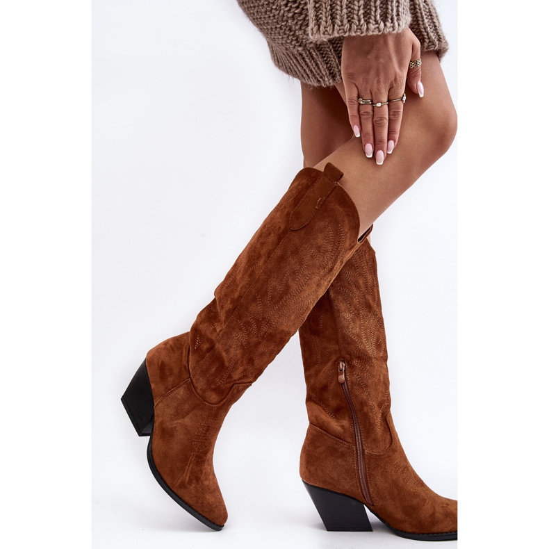 Botas Cowboy Sloana Camel para Mujer con Tacones Altos marrón 1