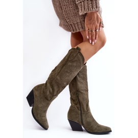 Botas Vaqueras de Mujer con Tacón Alto Verde Sloana 3
