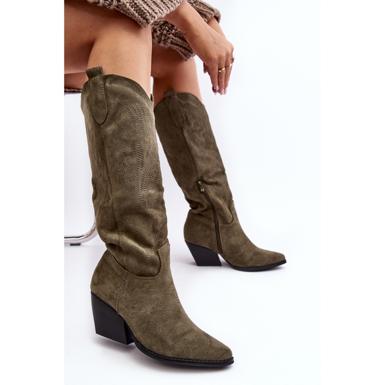 Botas Vaqueras de Mujer con Tacón Alto Verde Sloana 1