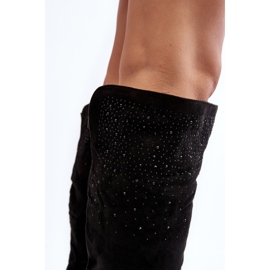 Botas por encima de la rodilla de mujer decoradas con tacón plano, Negro Cintya 4