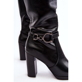 Botas de mujer de tacón alto con decoración por encima de la rodilla, negro Rahallis 7