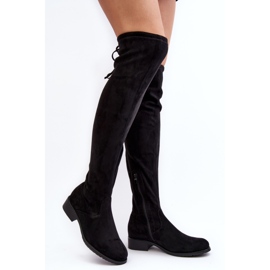 Botas por encima de la rodilla de ante para mujer Negro Enelyn 1