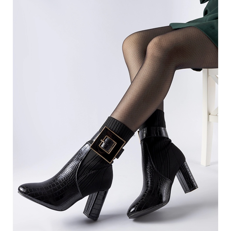 Botas calcetín Enrice animal print negro 2 Botas calcetín Enrice animal print negro 2