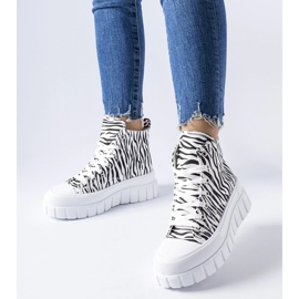 Zapatillas altas con plataforma y estampado de cebra Fiave blanco 1