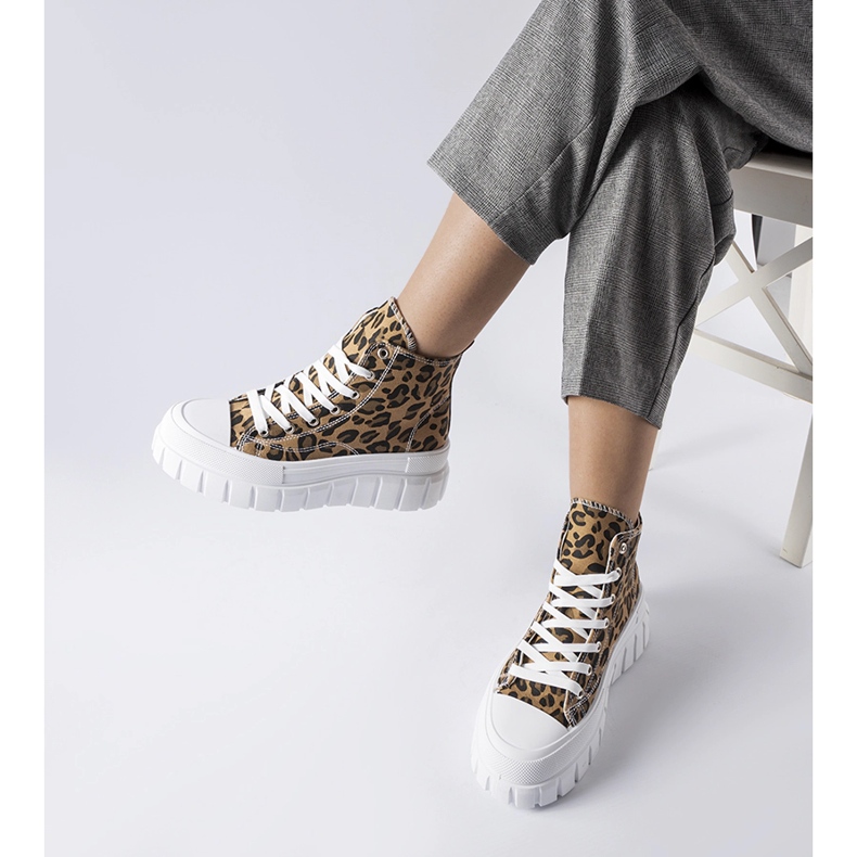Zapatillas de plataforma marrones con estampado de leopardo de Fiave marrón 1 Zapatillas de plataforma marrones con estampado de leopardo de Fiave marrón 1