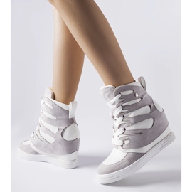Zapatillas cuña Pantaleone blancas y grises 2