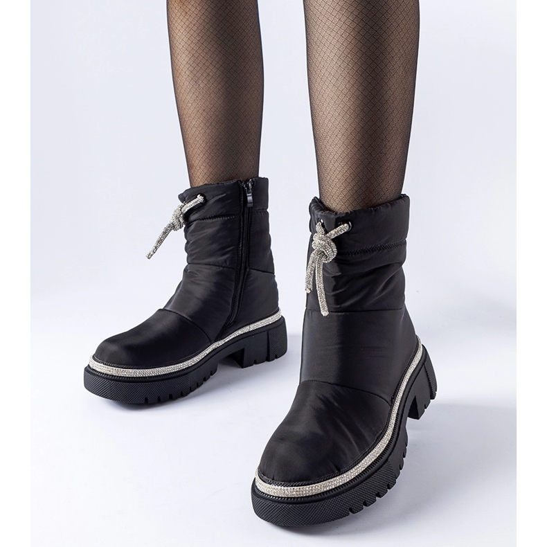 Botas de nieve negras decoradas con circonitas Giusti negro 1
