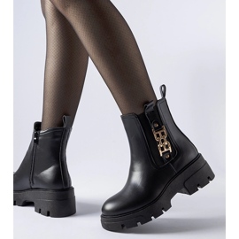 Botines macizos negros con hebilla decorativa Nuovo 2