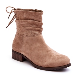 Evento Botas Planas de Mujer de Ante Cálido, Beige 1