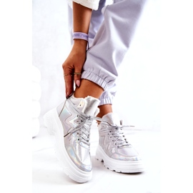 Zapatos deportivos aislados de plata de mujer 3