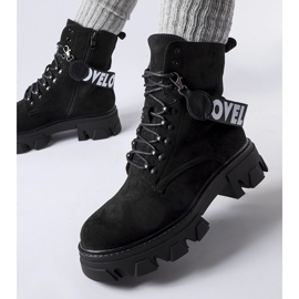 Botines negros con tira decorativa desmontable 1
