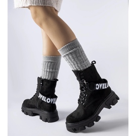 Botines negros con tira decorativa desmontable 2