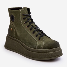 Botines de ante con plataforma enorme Maciejka 06309-24 Oliva verde 2