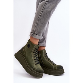 Botines de ante con plataforma enorme Maciejka 06309-24 Oliva verde 3